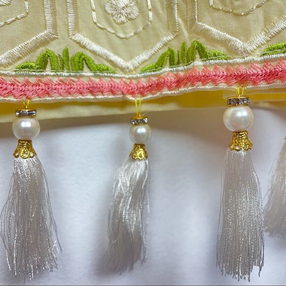 Bend the Trend | Yellow Tunic Blouse Long Sleeve Top Beads Embroidery Tassels - Picture 8 of 11